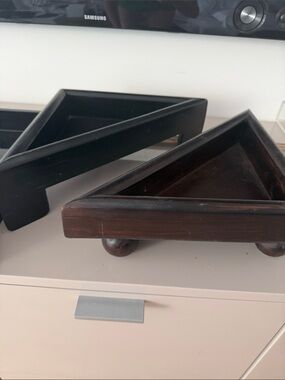 2 CB2 Triangular Wooden Tray Set